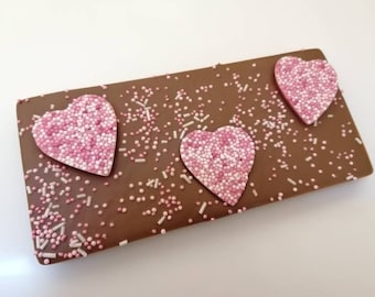 Love heart handmade milk Belgian chocolate bar, valentines gift. Gift for her. Birthday gift. Party favor. Wedding gift.