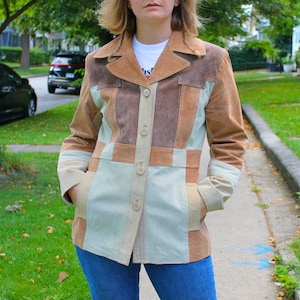 Vintage 1990s-does-1970s Patchwork Brown Leather Jacket