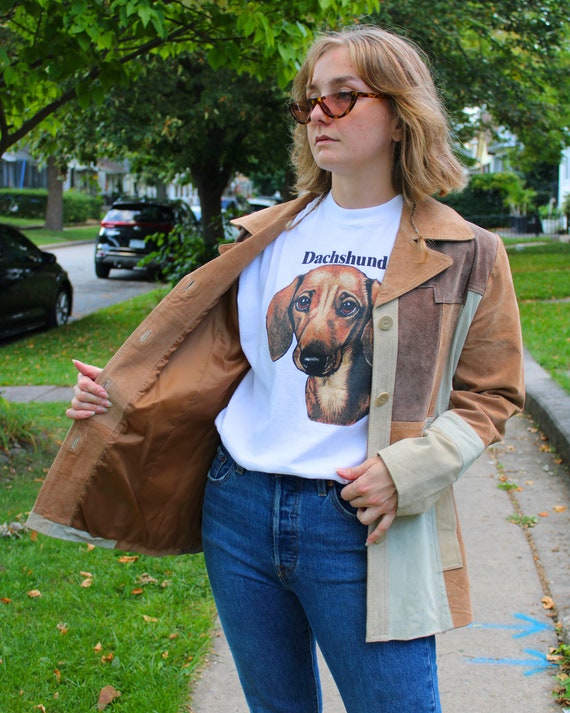 Vintage 1990s-does-1970s Patchwork Brown Leather … - image 6