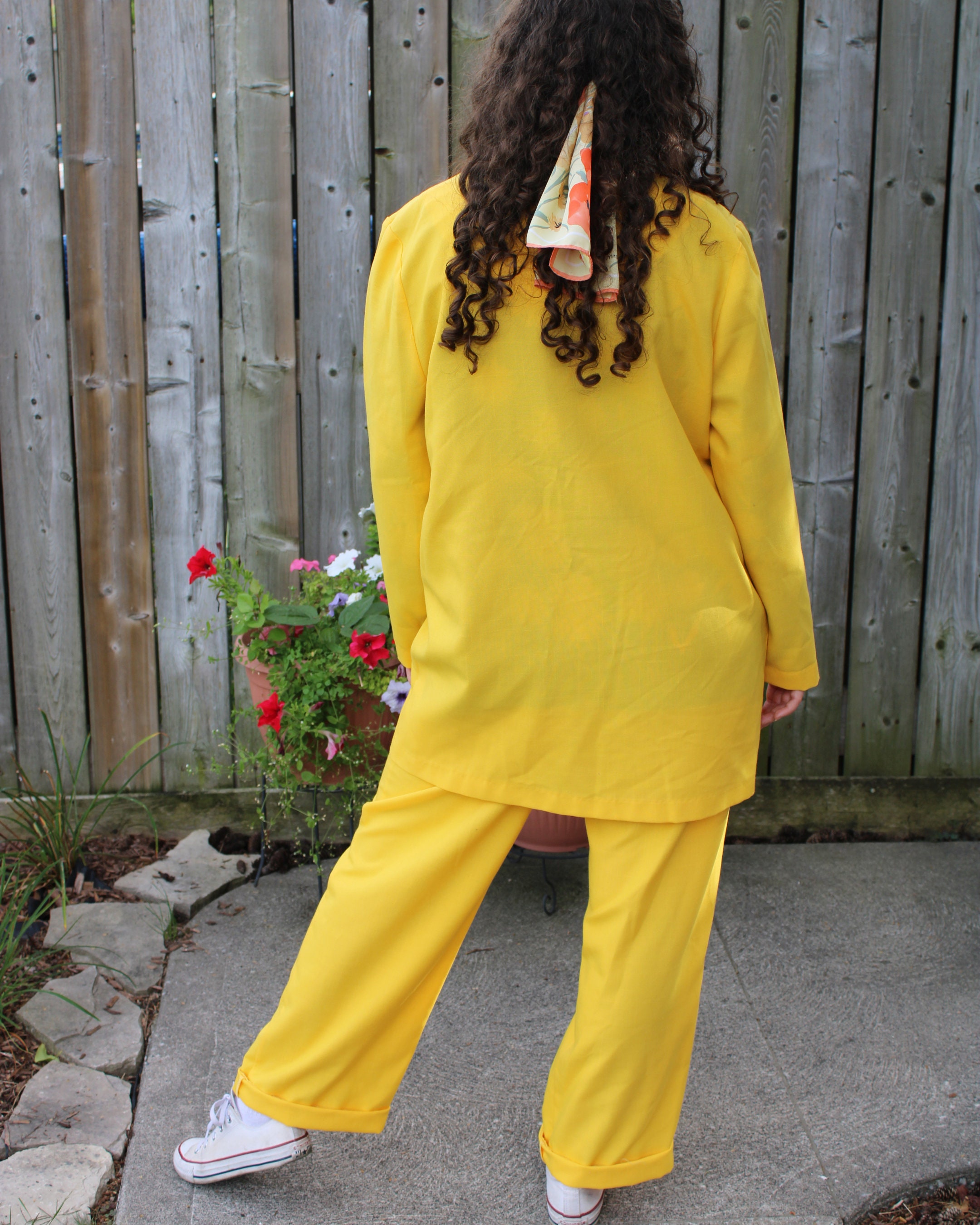 Vintage 1970s 1980s Deadstock Two Piece Sunshine Yellow Suit