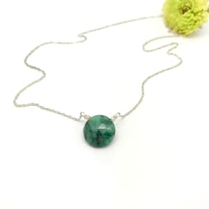 Raw Emerald  Necklace, Silver Necklace, Natural Emerald Necklace, Gift For Her, May birthstone, Natural Gemstone