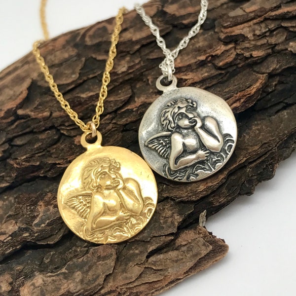 Angel Medallion Necklace Etsy