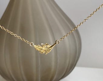 Gold Leaf Necklace, Layering Necklace, Dainty Choker, Gold Necklace, Nature Inspired Jewelry, Minimalist Jewelry, Gift ForHer