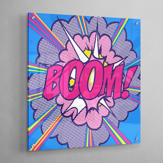 Comic Boom Cartoon Pop Art Acrylic Glass Wall Art Etsy 日本