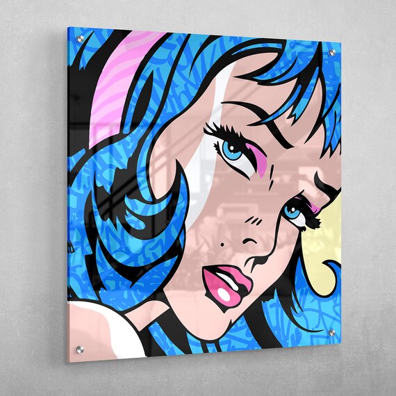 Pop Art Girl With Blue Hair Cartoon Comic Pop Art Modern - Etsy Denmark