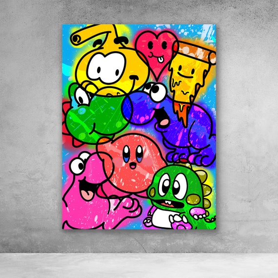 Cartoon Graffiti Pop Collage Street Art Canvas Wall Art Etsy