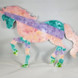 Unicorn, Unicorn Mosaic, Pink Unicorn, Purple Unicorn, Pink and Purple Unicorn, Glass Mosaic Unicorn, Unique Unicorn,