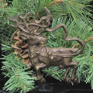 Solid Bronze Reindeer Ornament - FREE SHIPPING