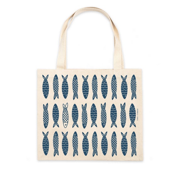 Sardine Pattern Tote Bag | Recycled Cotton