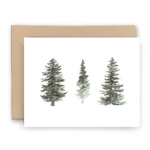 Tarjeta de pinos en acuarela / Tarjeta festiva