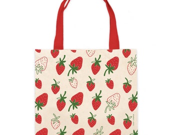 Strawberry Pattern Tote Bag | Recycled Cotton