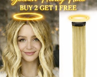 Golden Honey Blonde Halo Clip-In Faux Hair Extension: Radiant Glow, UK Festival Cosplay Anime Convention Golden Fairy Party Elf Cosplay