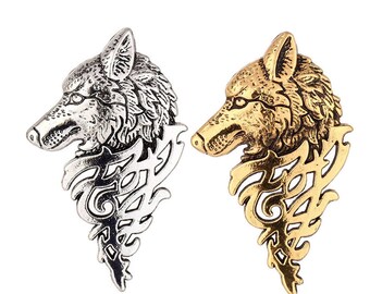 Wolf pair celtic viking brooch pin badge lapel pin shirt suit men brosh jewelry uk british farm hand crafted souk gift unique jewellery fun