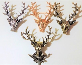6 cm pin badge lapel stag deer brooch 3 for 2 sale! Jacket kilt Lock collar animal gift luxury accessories charm broach jewlry head brooch