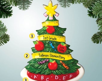 Kerstboom voor leraren - Gepersonaliseerde ornamenten - Leraar - 1e schooldag - favoriete leraar - waarderingscadeau voor leraren - kleuterschool