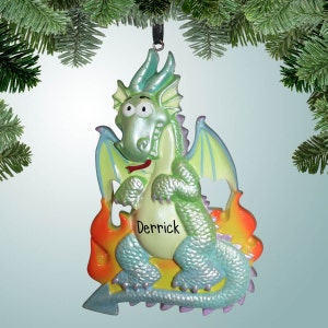 Dragon with Blue Tail - Personalized Christmas Ornaments - Fantasy - Free Personalization