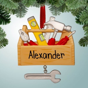 Werkzeugkiste Personalisierte Weihnachtsschmuck - Handwerker - Bauarbeiter - Klempner - Elektriker - Tischler - Kostenlose Personalisierung