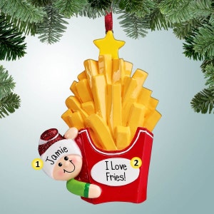 Large French Fries - Personalized Christmas Ornament - Fast Food - Fry Lover - Perfect Handwriting