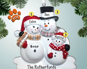 We verwachten sneeuwpopfamilie - 3 - Gepersonaliseerde kerstornament - Zwanger - Nieuwe moeder - Nieuwe vader - Gratis verzending komt in aanmerking