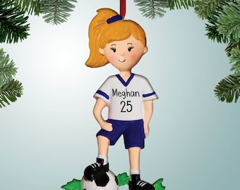 Soccer Girl Posing with Ball - Soccer Player - Personalized Ornaments - Soccer