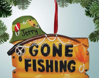 Gone Fishing Sign - Christmas Ornaments - Fishing - Free Shipping Eligible - river - lake - trout - salmon - steelhead - fly fishing