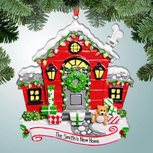 Red Christmas House - Personalized Ornaments - New Home & Housewarming realtor - real estate - apartment - condo