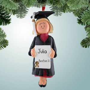 Graduate Girl Ribbon auf Diplom - Blondes Haar - Weihnachtsverzierungen - Graduate Graduierung