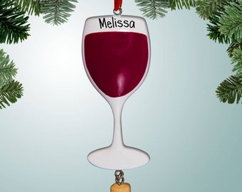 Glass with Red Wine - Personalized Christmas Ornament - Red Wine - Wine Country - Wine Tasting - Free Shipping Eligible