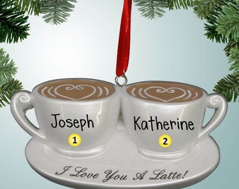 Adorno navideño personalizado "Te amo Latte" - Café - Moca - Espresso - Capuchino - Personalización gratuita