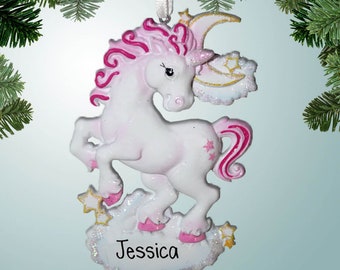 Unicornio rosa con luna - adornos personalizados - - Envío gratuito elegible