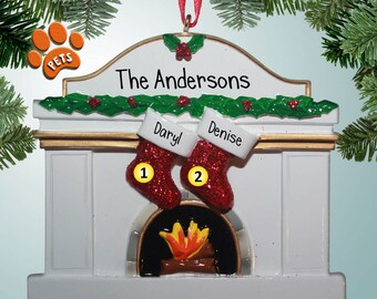Pet and People Our Family Christmas Ornament Cherry or Blue Green Personalized People /& Paw Print combo with Maple and Walnut Red
