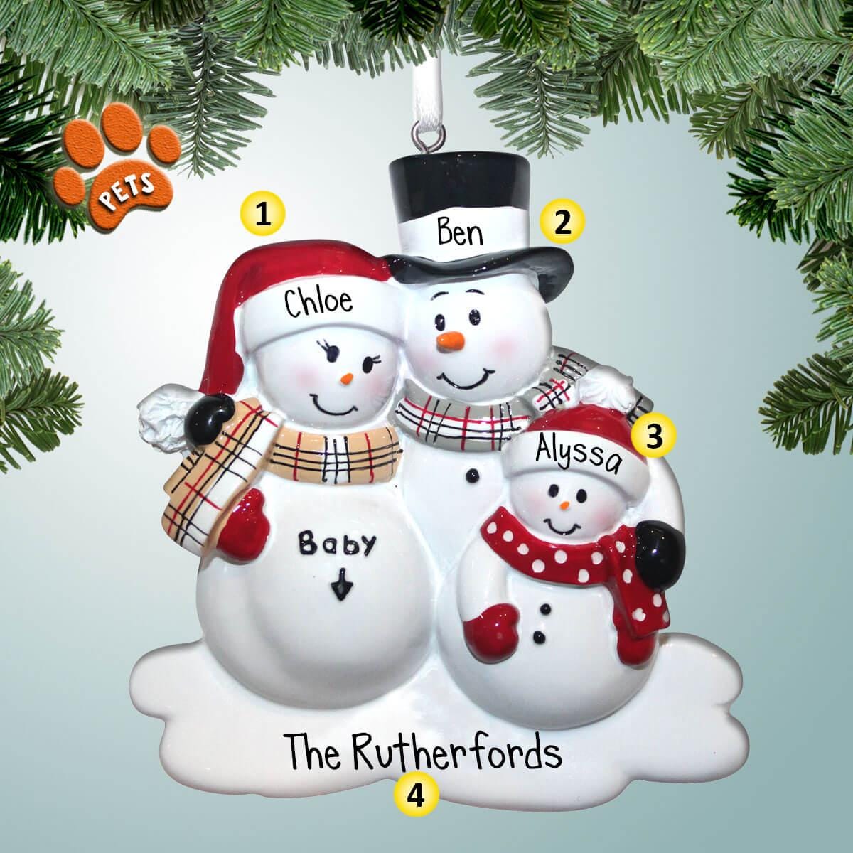 We're Expecting Snowman Family - 3 - Personalized Christmas Ornament ...