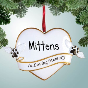 Personalized In Loving Memory Pet Heart Christmas Ornament - Dog that Passed Away - Cat - Forever in our Hearts