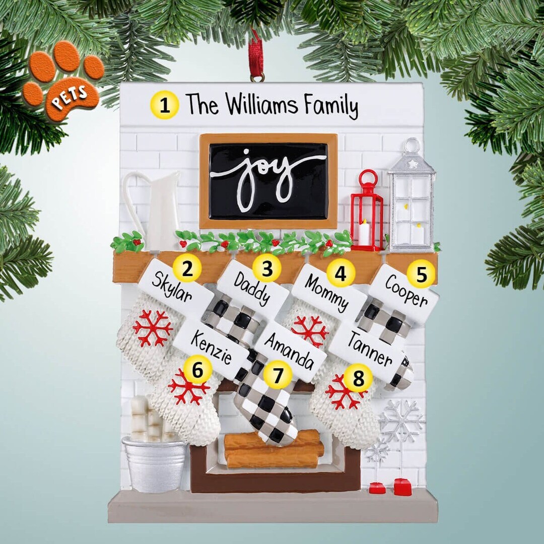 Personalized Fireplace Ornament 7 Christmas Joy Family Country Home ...