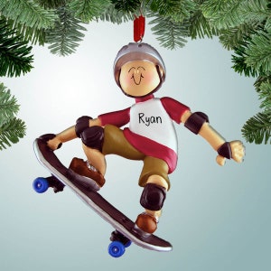 Skateboard Grabber - Male - Christmas Ornament - Skate Park - Skateboarding Kids - Free Personalization
