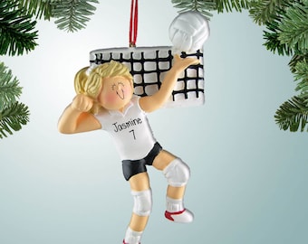 Volleyball Server - Blonde Hair - Personalized Christmas Ornament - Volleyball