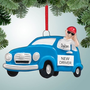 Waving New Driver - Boy - Personalized Christmas Ornament - New Driver new license