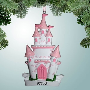 Pink Princess Castle - Personalized Christmas Ornaments - Royalty - Princesses - Fairy Tales