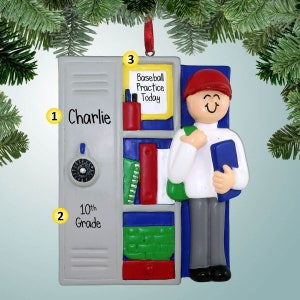 Open School Locker Boy - Back to School - Returning to the Classroom - Student - Personalized Christmas Ornament