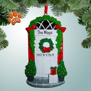 Front Door with Presents - Personalized Christmas Ornaments - New Home & Housewarming - Realtor - Real Estate - Apartment - Condo - Pets