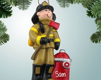Fireman Holding Axe - Christmas Ornaments - Firefighter fireman - firefighter - Free Shipping Eligible