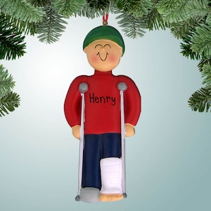 Male with Broken Leg - Christmas Ornaments -  cast - broken leg - break - accident - surgery - hospital