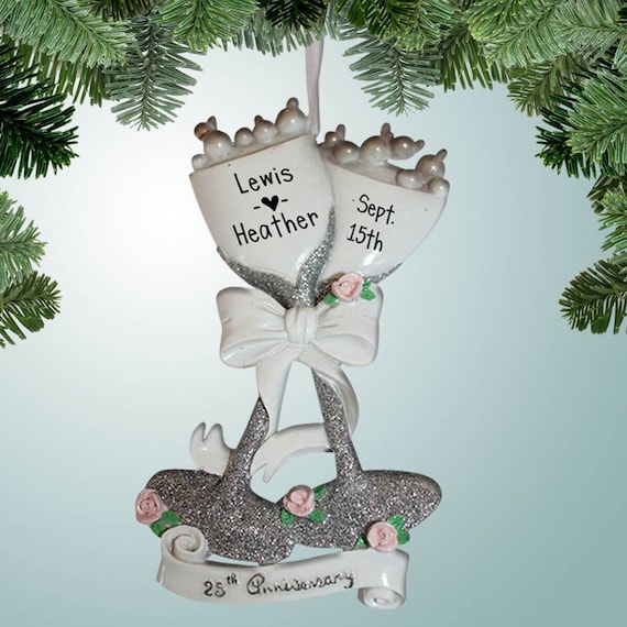 25th anniversary christmas ornament personalized Clearance
