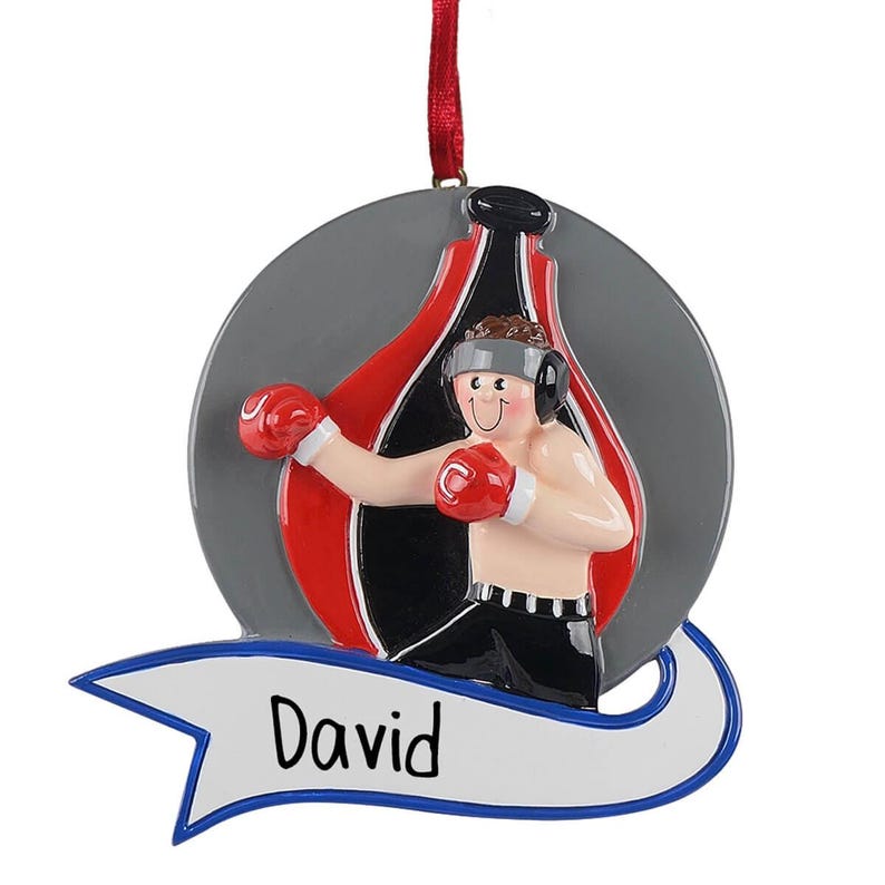 Personalized Male Boxer Brown Hair Christmas Ornament MMA Boxing