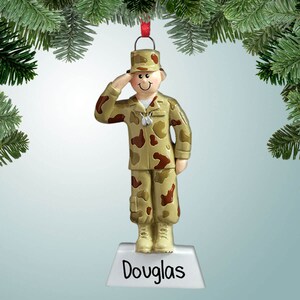 Saluting Miltary Guy - Personalized Christmas Ornaments - Veteran - Active Duty - Gifts for Servicemen