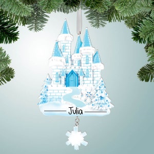 Blue Princess Castle - Personalized Christmas Ornaments - Princess