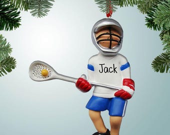 Lacrosse Player with Yellow Ball - Male - Christmas Ornaments - Lacrosse  - Free Personalization