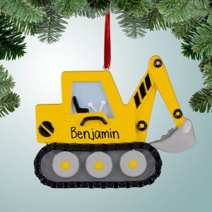 Personalized Backhoe or Excavator Christmas Ornament - Construction Equipment - Heavy Machinery - Earth Movers - Free Personalization