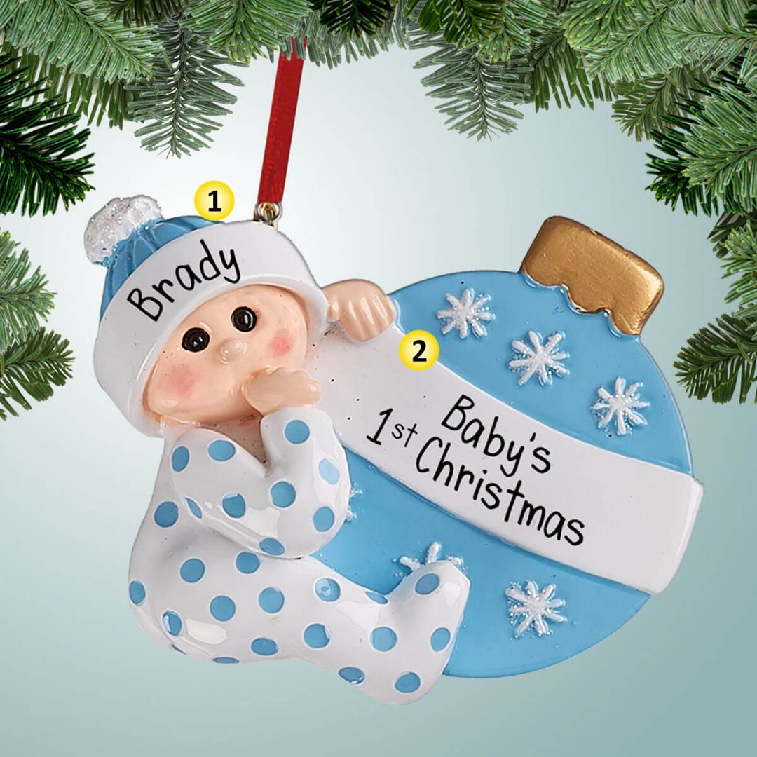 Personalized New Baby Boy Cuddling Ornament Christmas Decoration