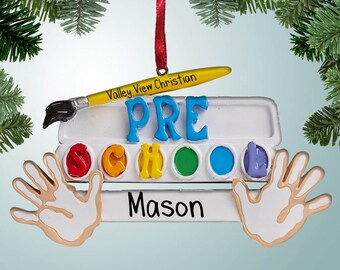 Preschool Hands - Christmas Ornaments - Teacher  - Free Personalization - 1st year of school - daycare - finger painting - church co-op